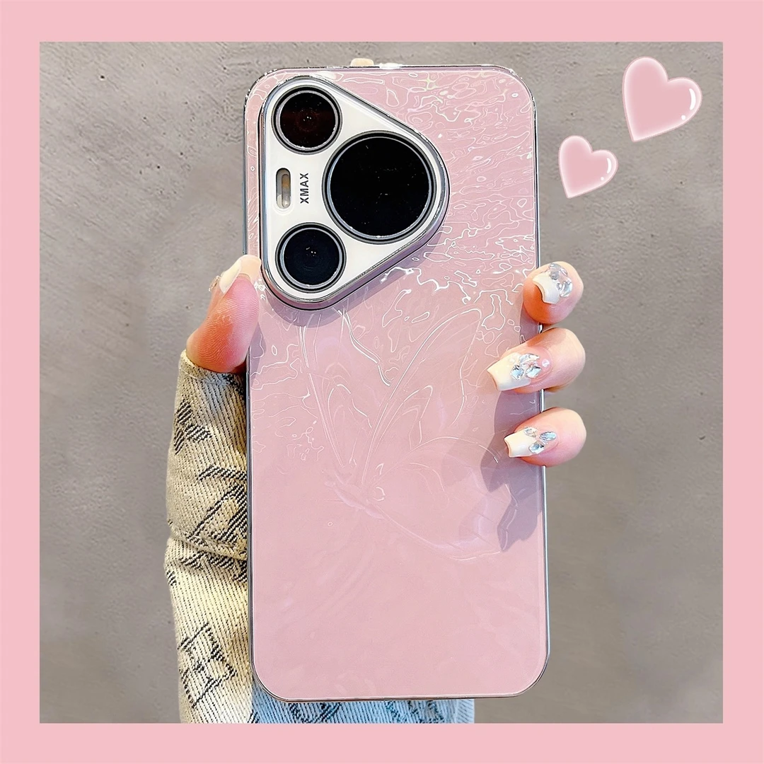 适用华为pura70pro+手机壳70Ultra高级感电镀蝴蝶纹pura80pro女款