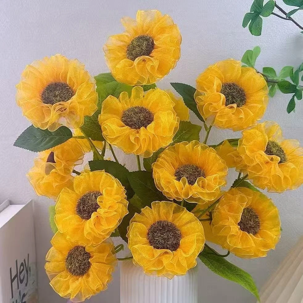 【买2单送剪刀】定制花心雪纱向日葵【一举夺魁】材料包手工DIY(DZ)