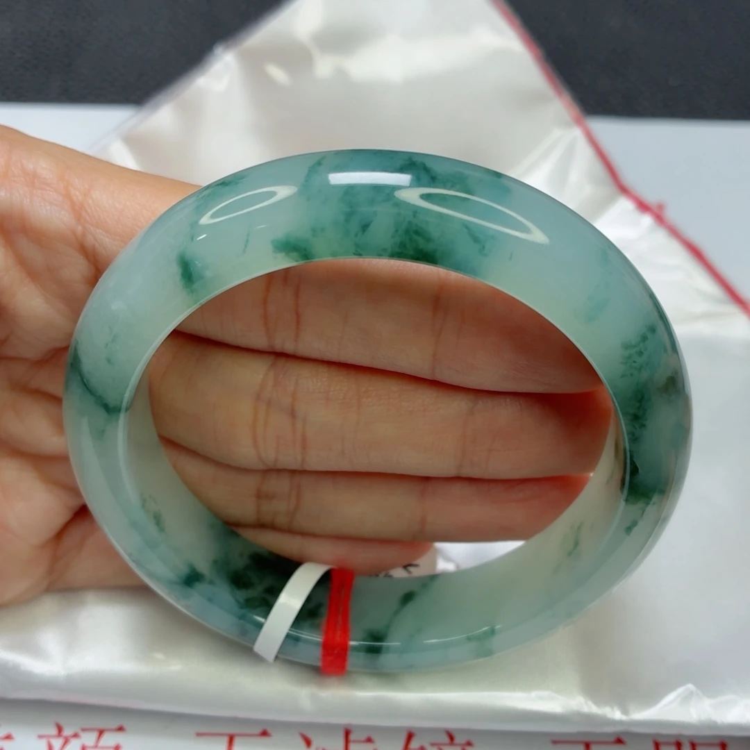 未镶嵌手镯翡翠老坑59圈冰胶飘花035小宽胎