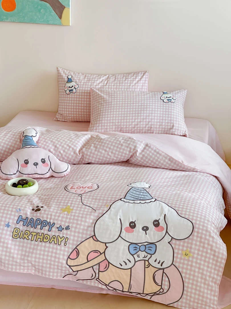 【沐梵家居】福利款！超柔全棉贴布绣大版卡通撞色款套件——星星兔