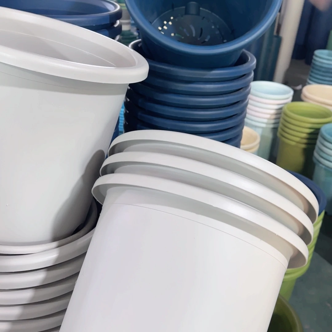 树脂四季盆8#无拖微瑕灰白3