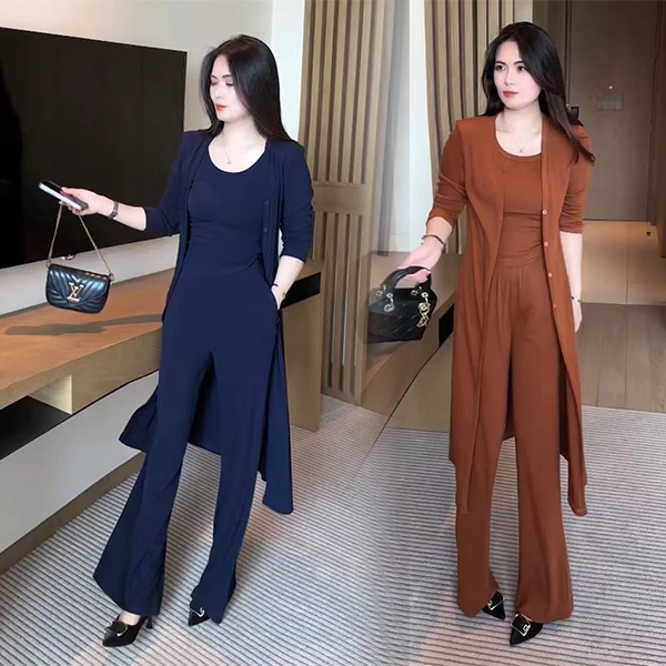 【季颜品牌】秋季新款针织三件套气质显瘦时尚洋气时尚减龄套装33