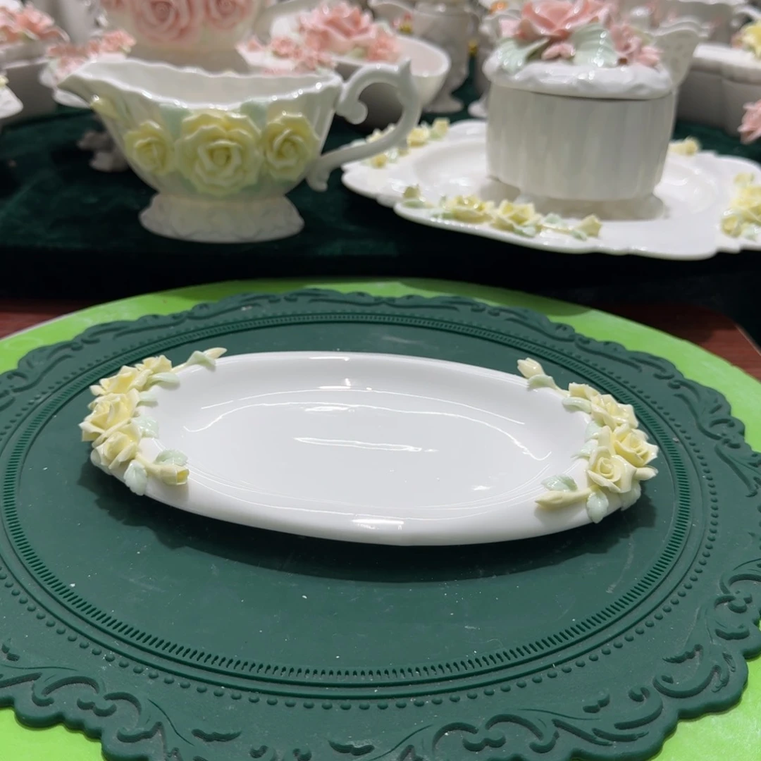 瓷片爱****9玫瑰花小盘餐盘