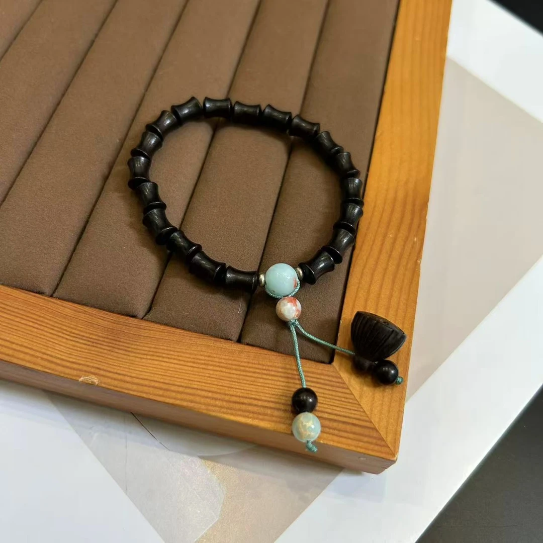 非金属木质手链 竹节步步生莲手串复古文玩竹节手串手链H6511