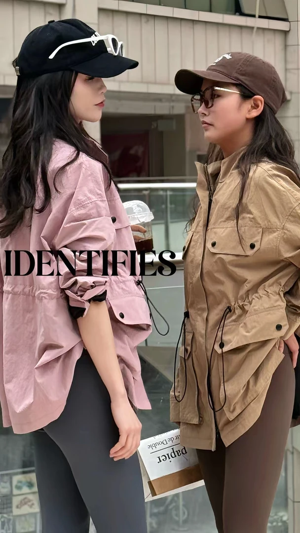 IDENTIFIES/易缔媤冲锋衣休闲外套D43537长袖抽绳立领