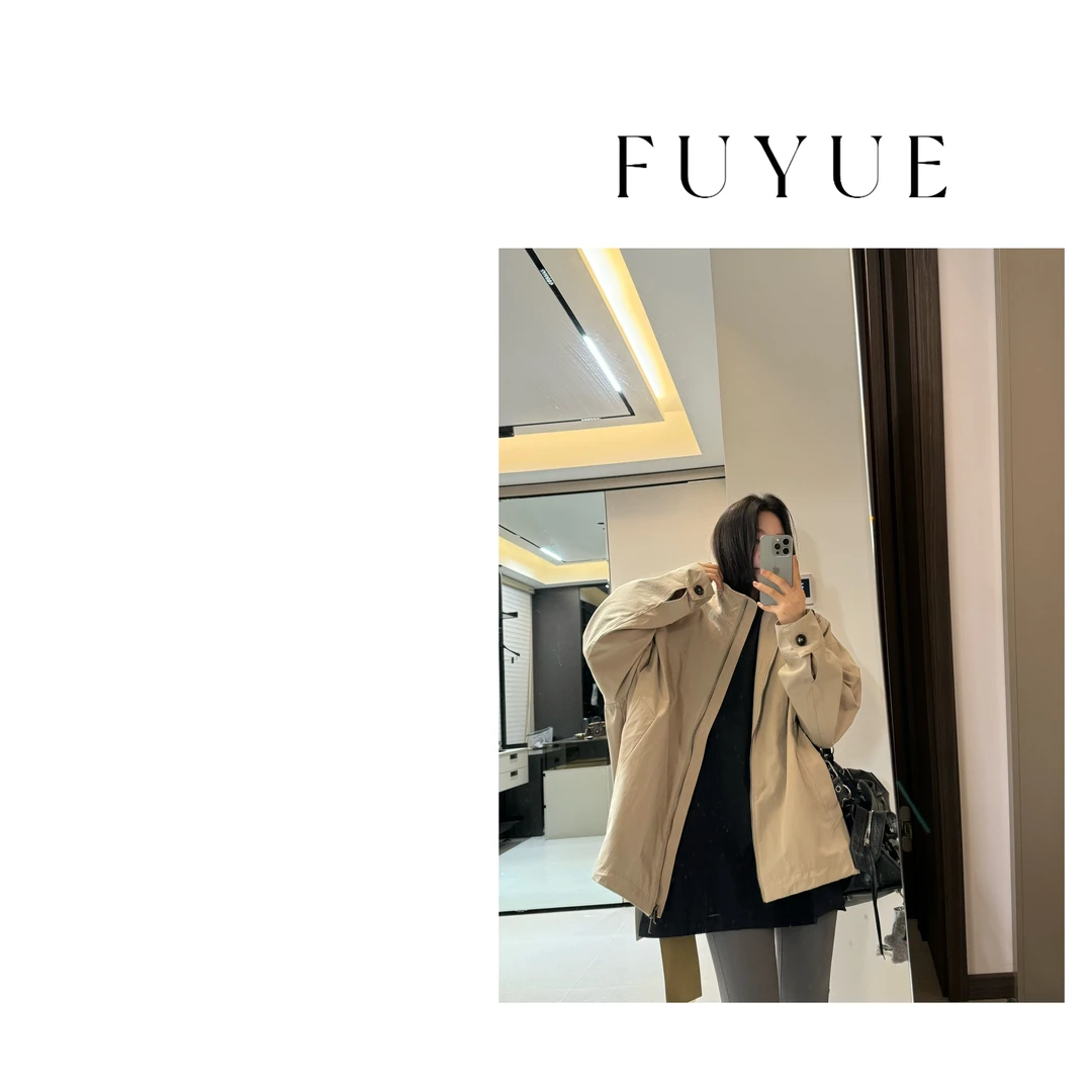 FUYUE赴约 品质杏色外套时尚休闲百搭宽松潮流设计师简约韩版
