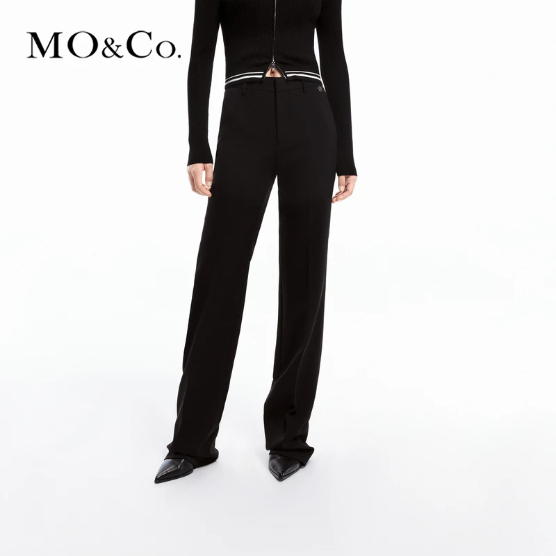 【赵老板专属】MOCO夏MC金属标低腰长直筒弹力休闲裤西裤MBD1PATT11