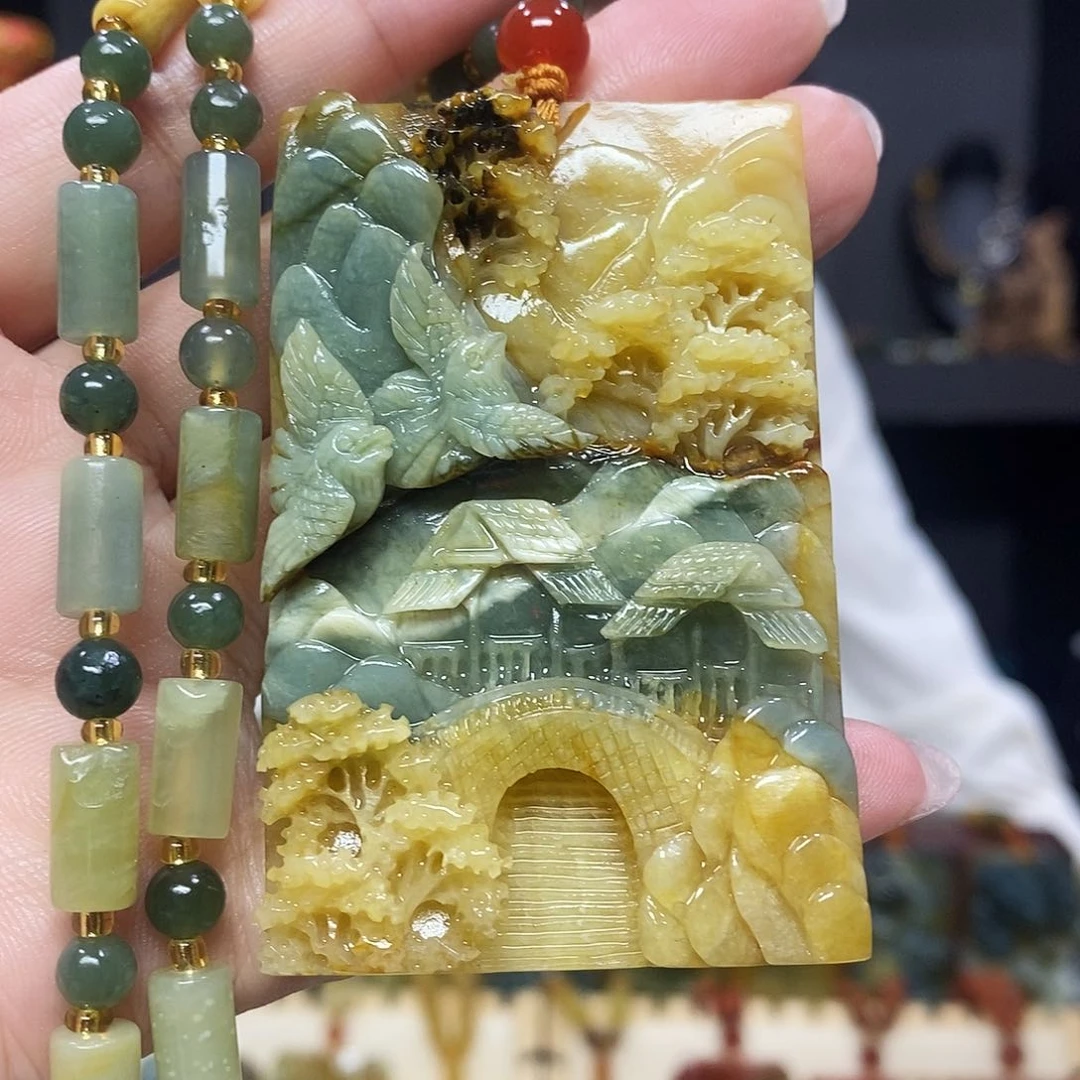 未镶嵌岫玉挂件吊坠项链