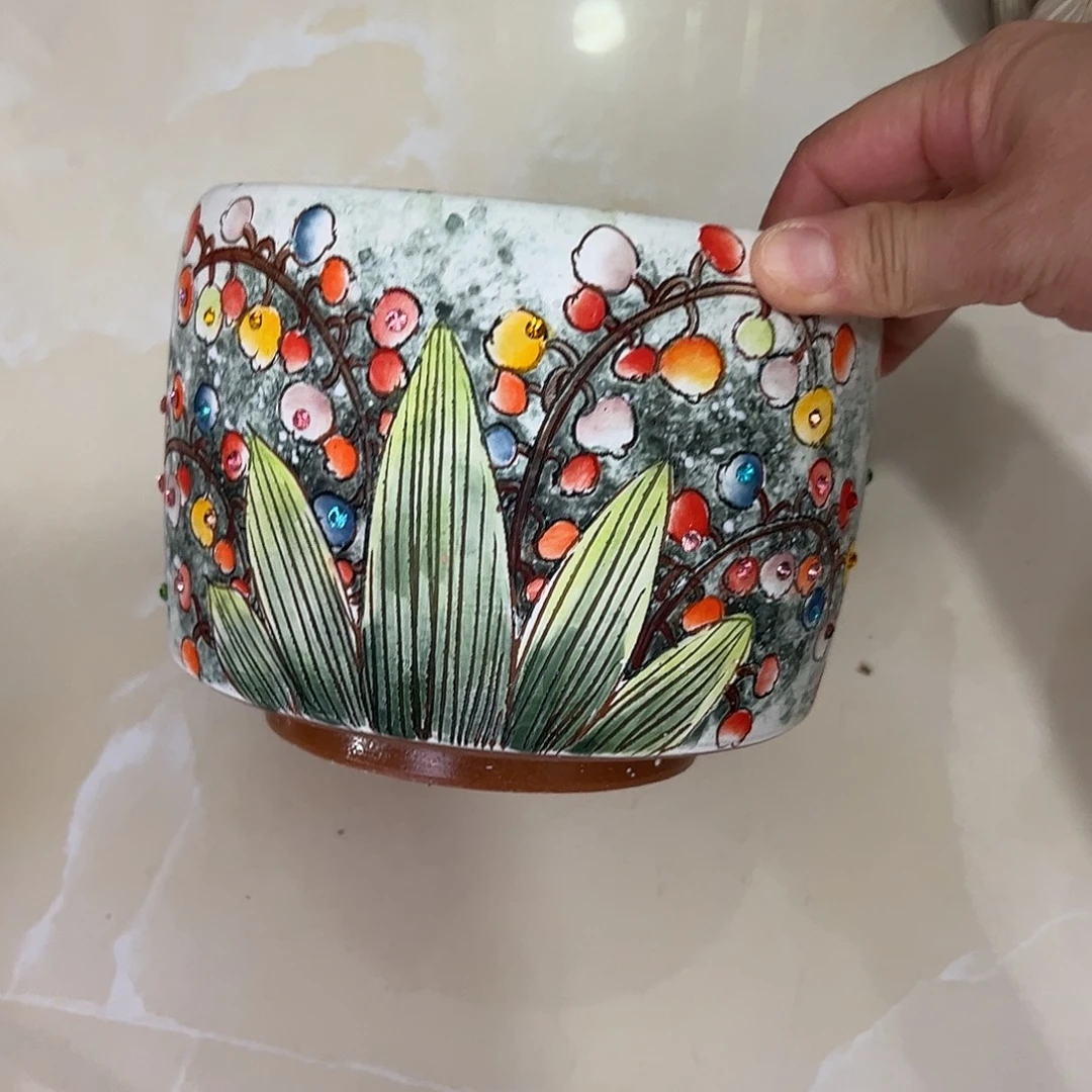 张***算景德镇炫彩手绘景德镇陶瓷花盆