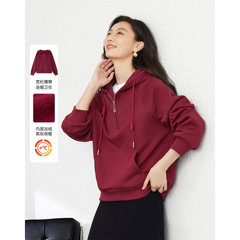 *梵希蔓慵懒风时尚休闲连帽卫衣宽松套头上衣M9262/A0591