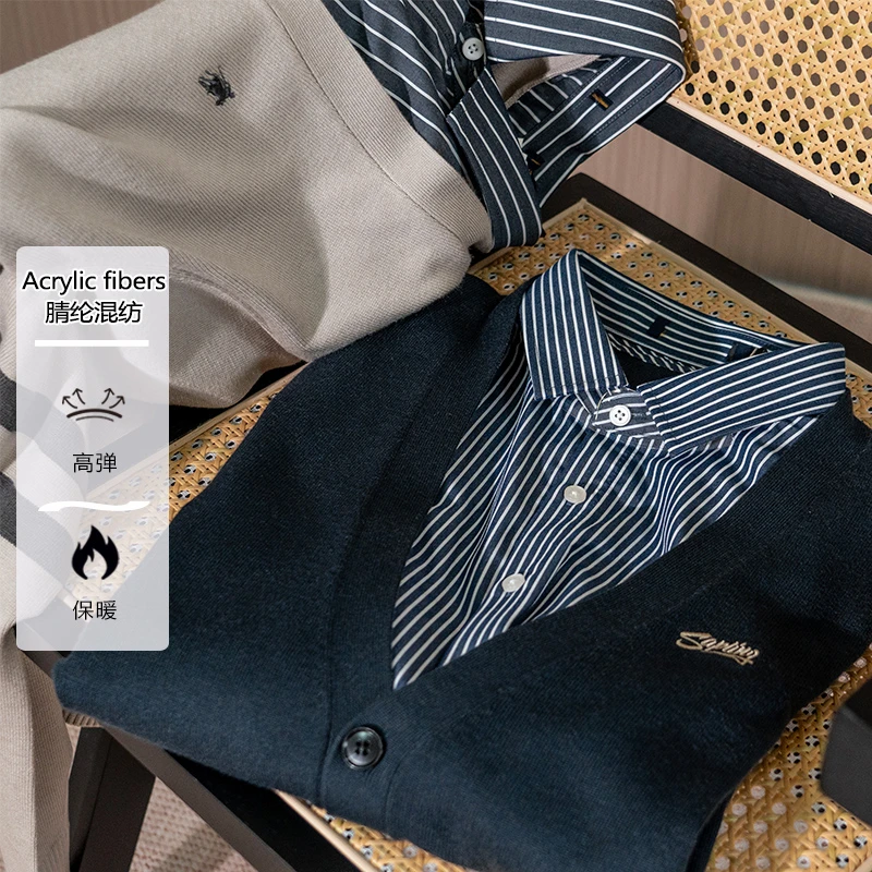 剪标款春秋男士假两件开衫外套百搭休闲针织衫毛衣3Y006/3Y033