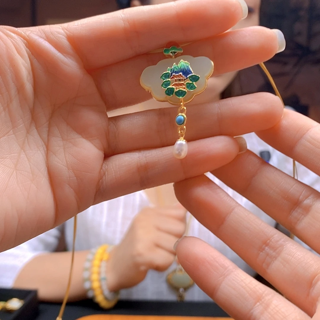 和田玉银S925镶嵌颈饰