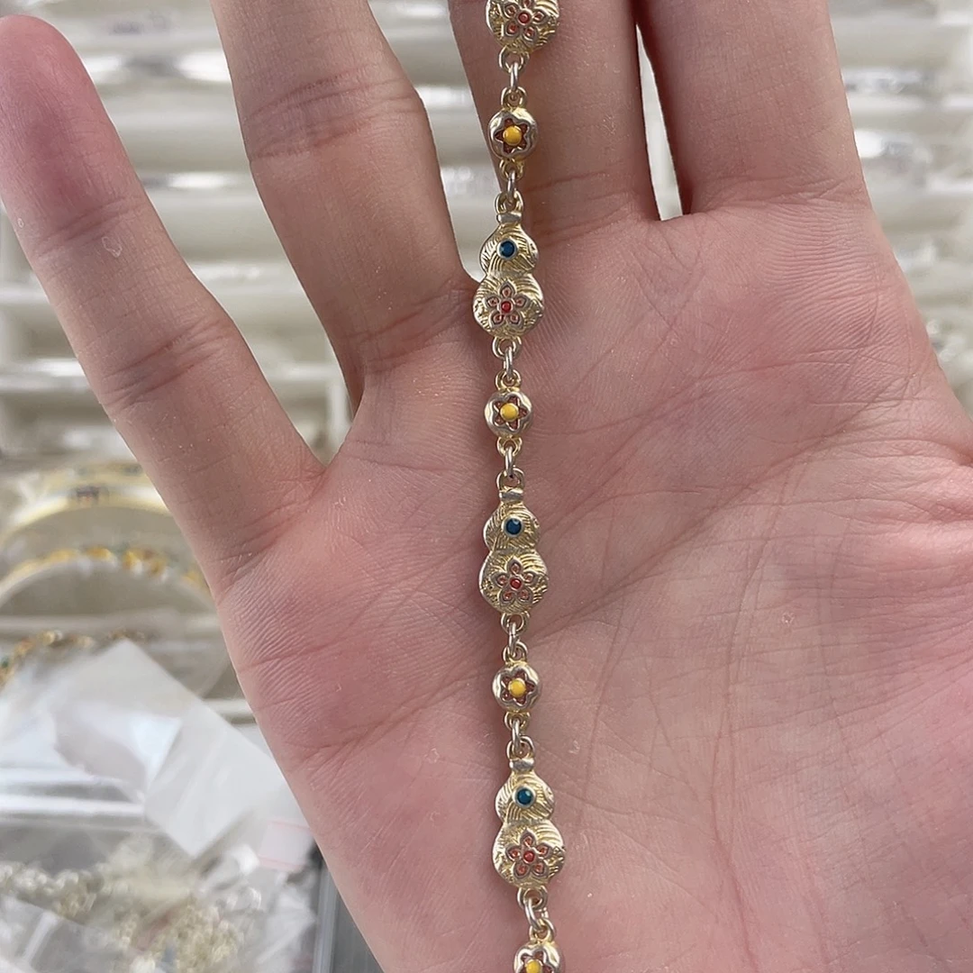 足银珐琅葫芦手链约11.8g