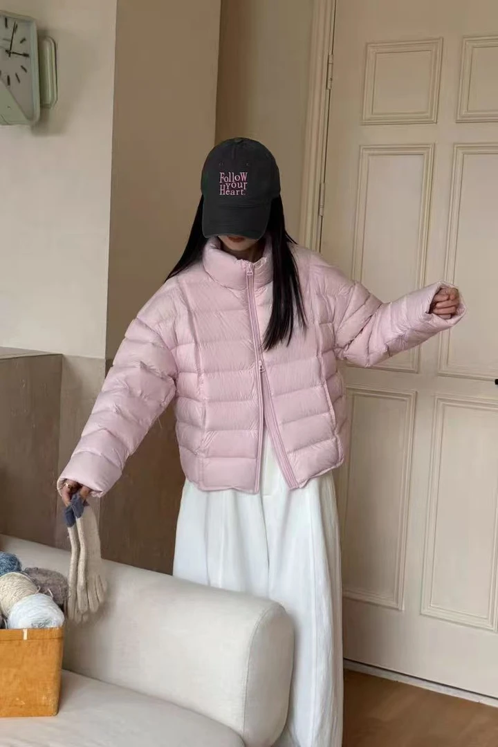 排骨羽绒服女短款立领2025冬季新款90白鸭绒面包服保暖