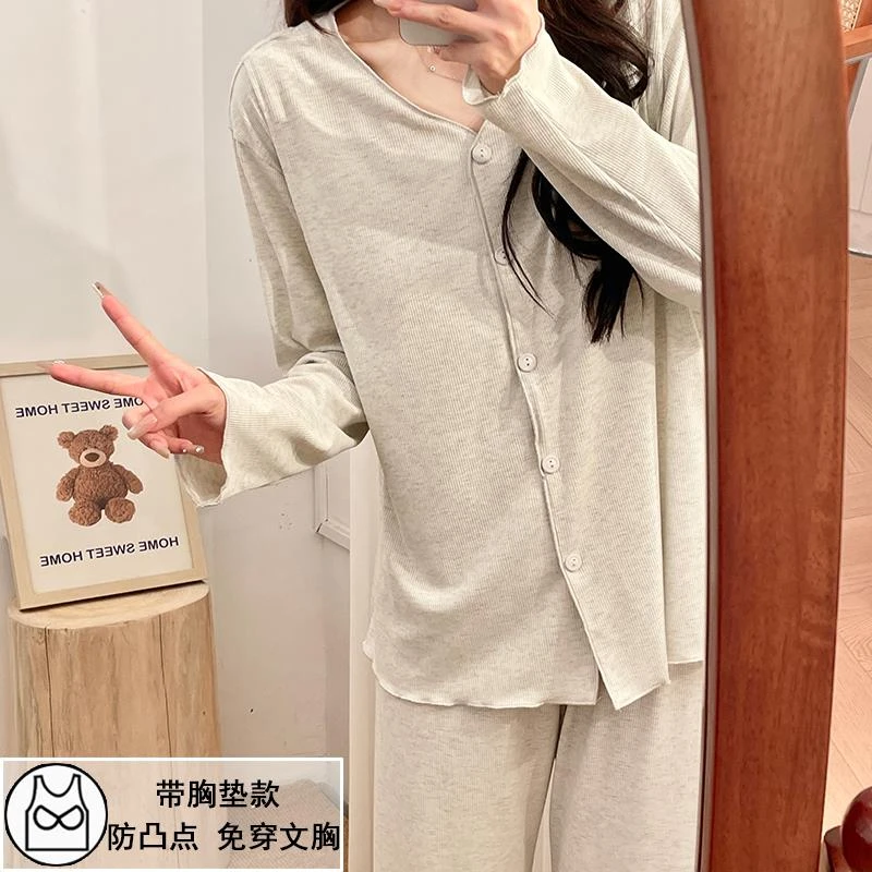 FAVMARTHA月子服夏季薄款带胸垫孕妇睡衣女怀孕期产妇哺乳