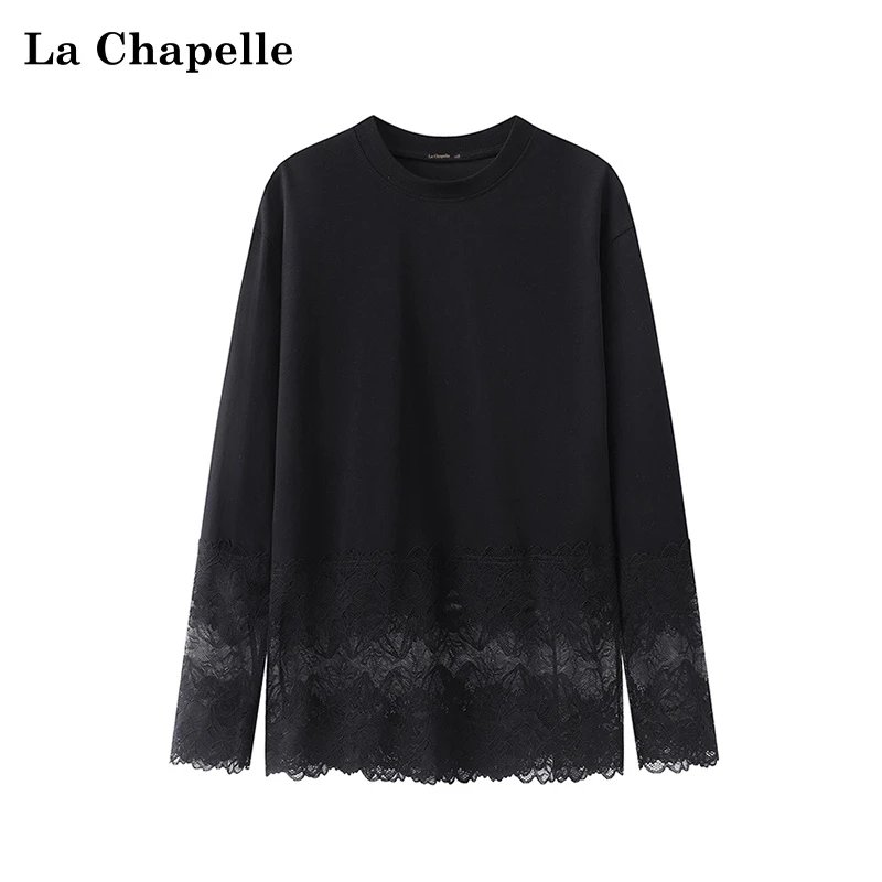 春季新款蕾丝内搭打底衫叠穿宽松中长款上衣