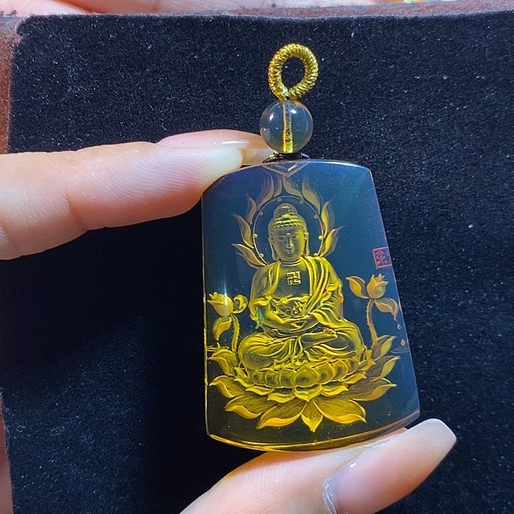 蓝珀未镶嵌珠宝奇石墨西哥蓝珀大日如来