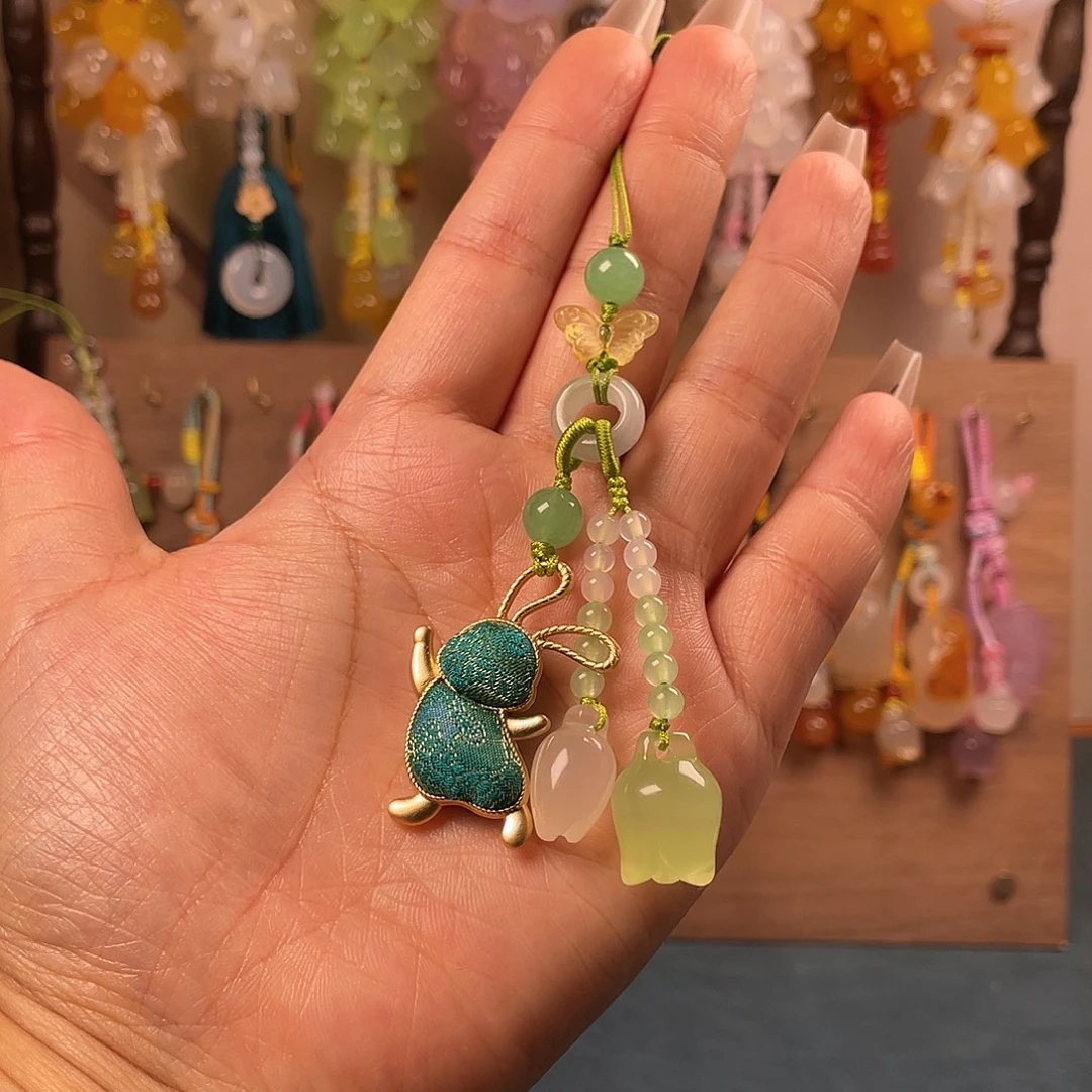 新品绿色小兔手机链