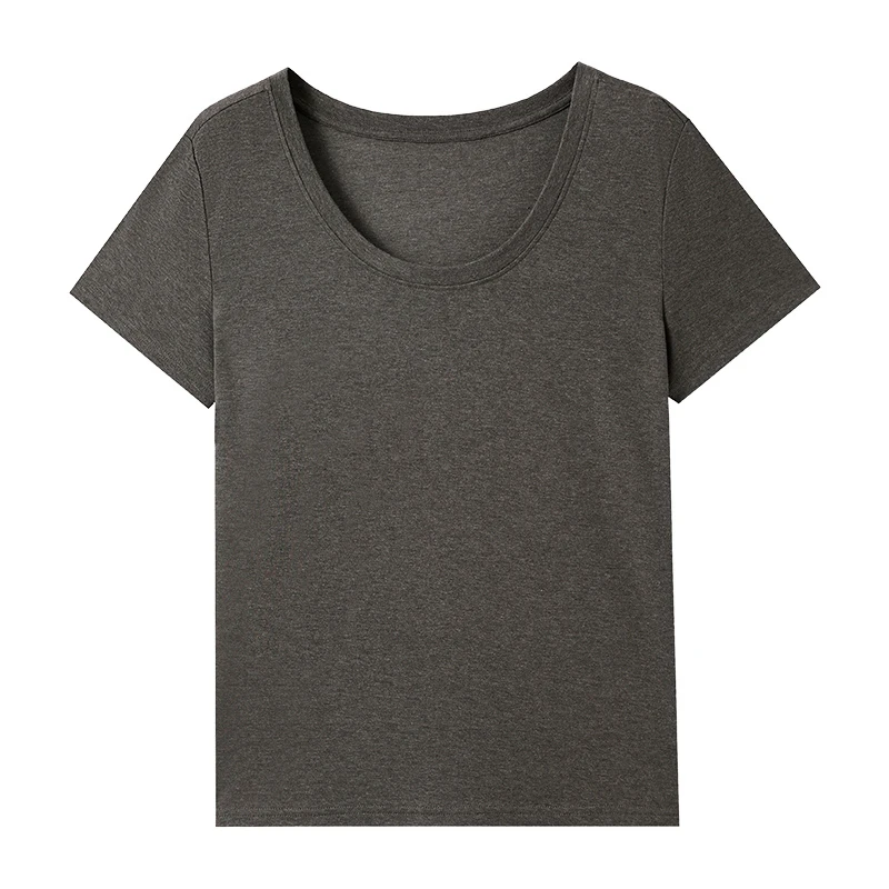 轻奢简约纯色短袖T恤夏季轻薄透气柔软蛋气质低圆领休闲内搭上衣