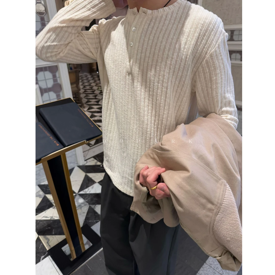 609PARK 极简亨利领贝母针织长袖基础打底282