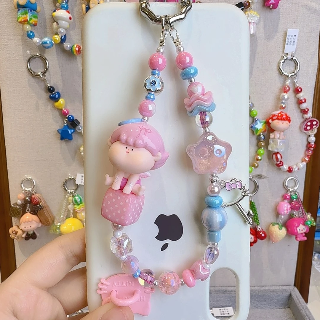 瑕疵 粉色玩偶 手机链