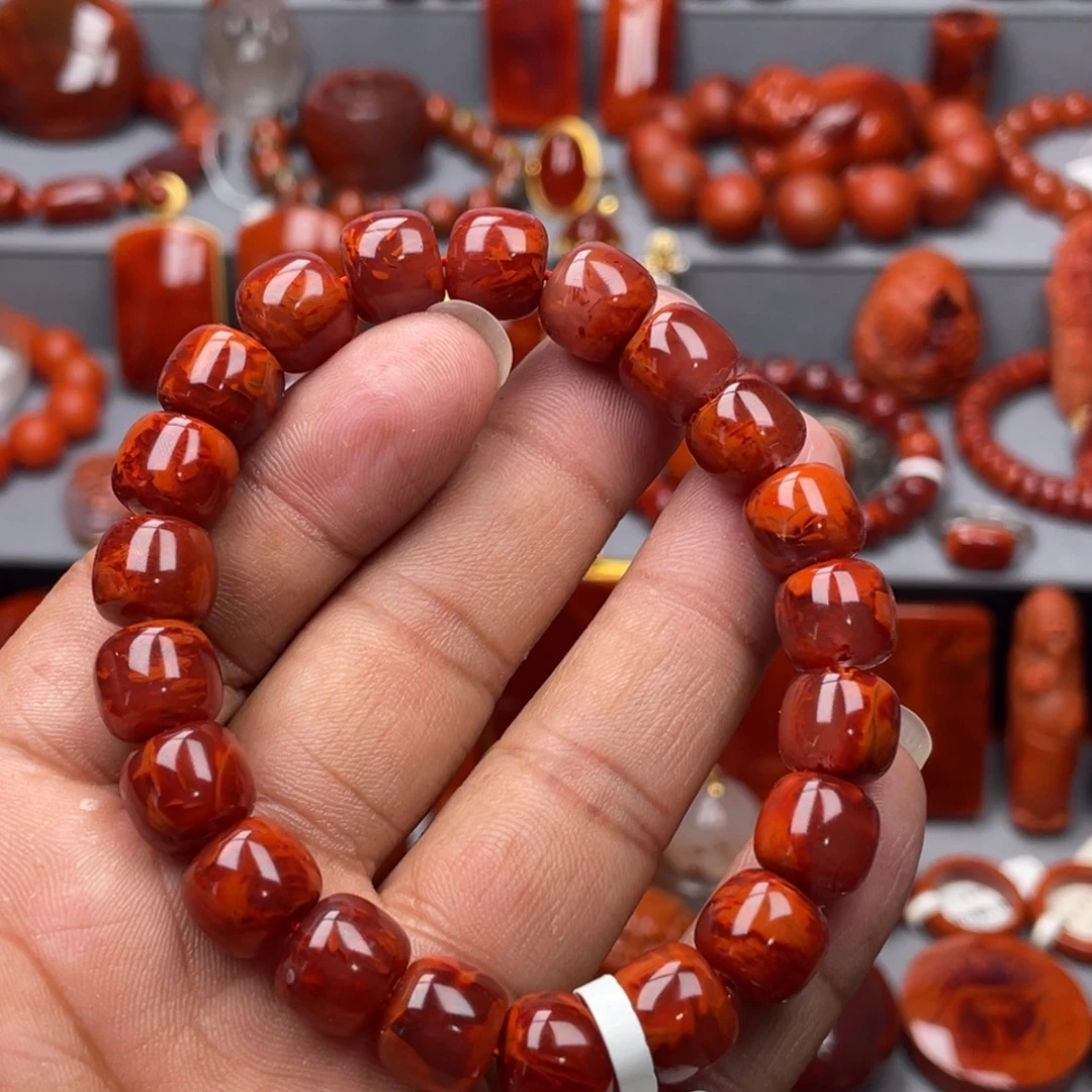 南红玛瑙未镶嵌珠宝奇石单圈10