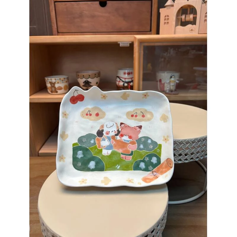 a178踏春小狗盘子设计师款