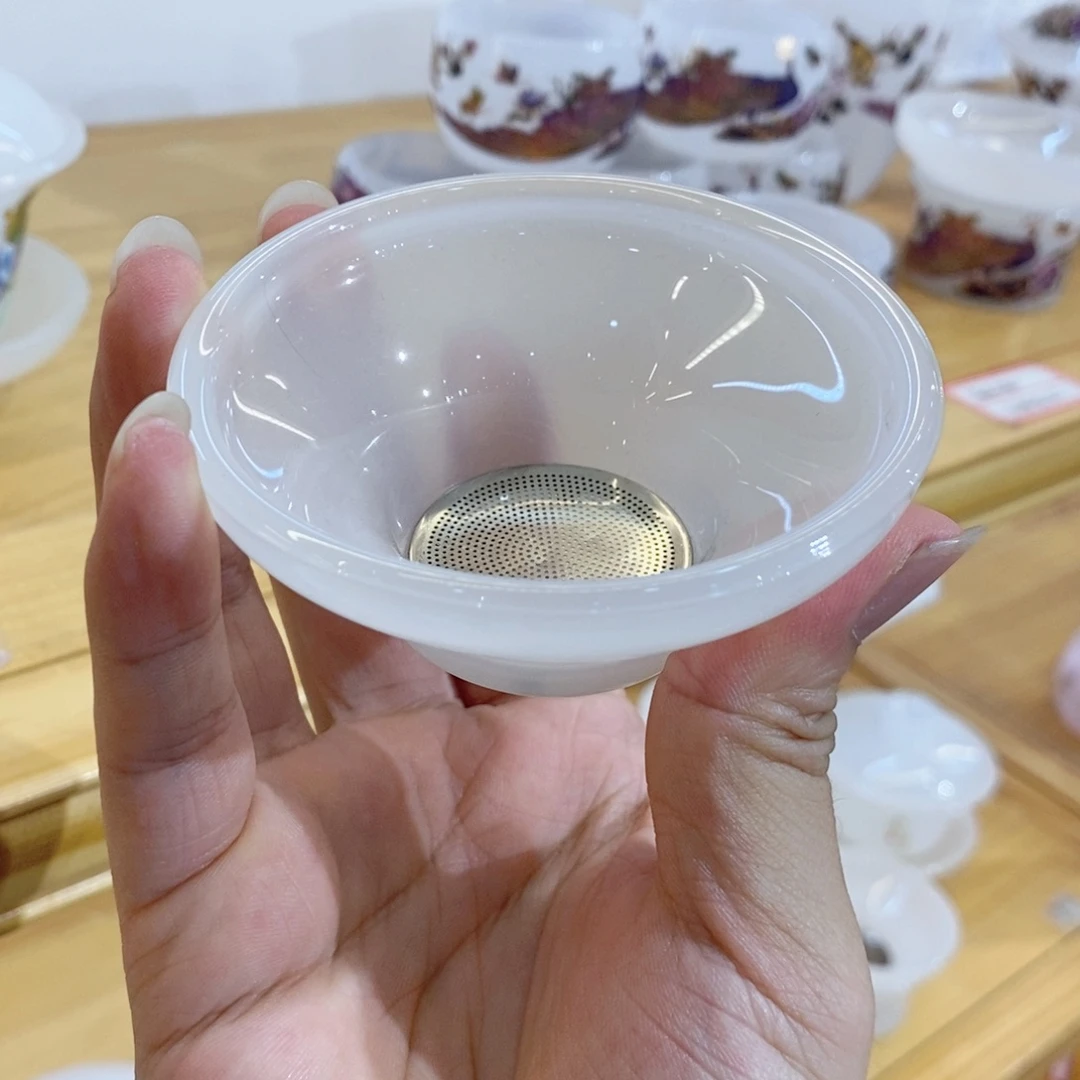 手工艺品琉璃白琉璃茶漏面