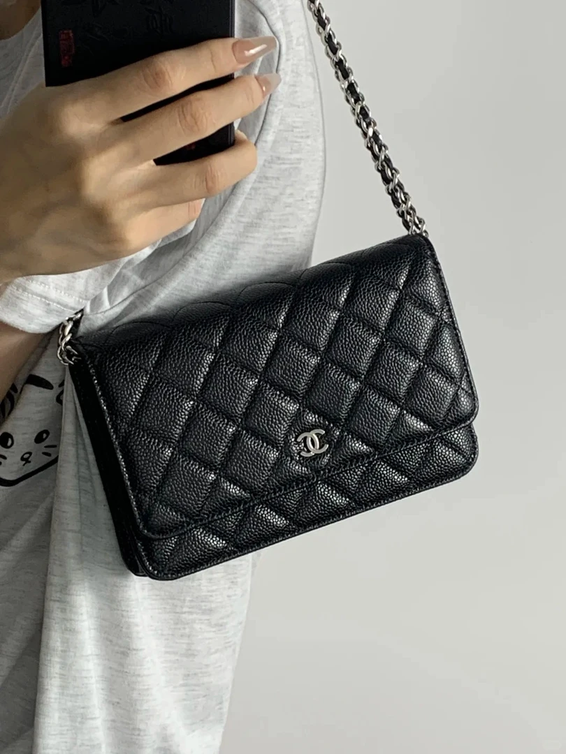 95新 Chanel/香奈儿 Chanel发财woc黑银荔枝牛/98新/优选