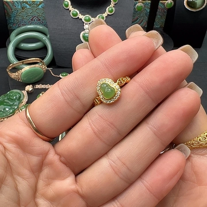 和田玉银S925镶嵌戒指