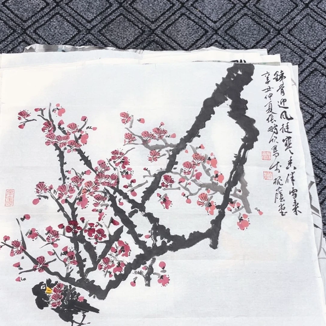 国画张老师四尺斗花鸟