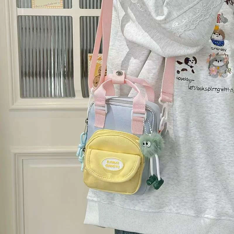 2025新款小清新糖果色小包包高颜值上课手机包可爱少女单肩斜挎包