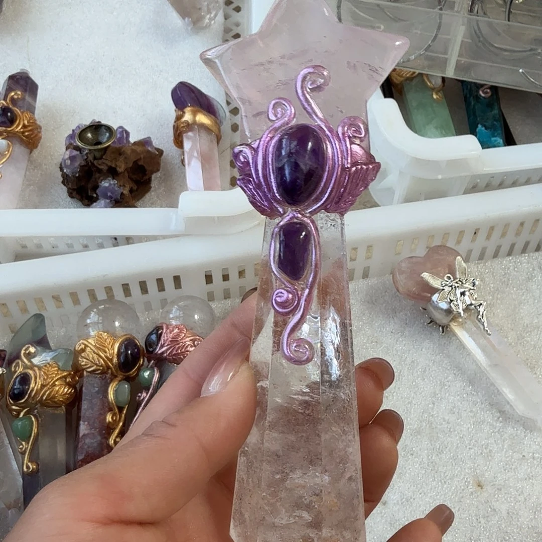 水晶手链22K金镶嵌白水