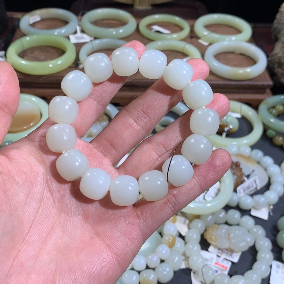 和田玉手链未镶嵌新疆且末天泰矿白玉手串