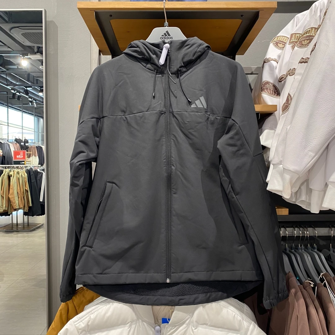 Adidas/阿迪达斯男女同款拒水加绒休闲连帽运动冲锋衣外套KF5224