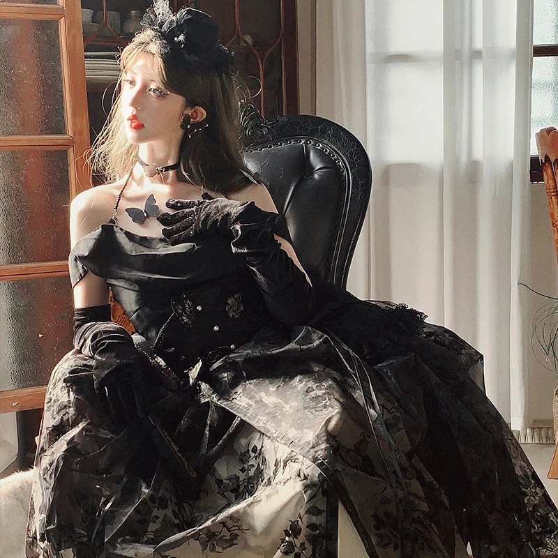 余丸丸【蝴蝶夫人】原创新中式改良马面裙汉洋折衷鱼骨腰封夏季黑色