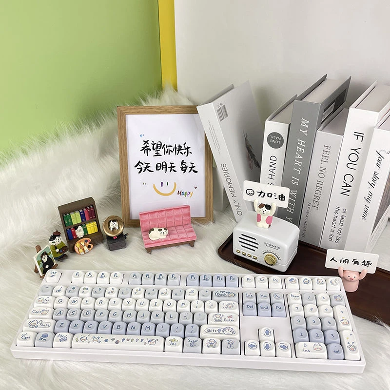小狗不白键帽MOA高度PbT材质热升华通用可爱女生办公机械键盘按键