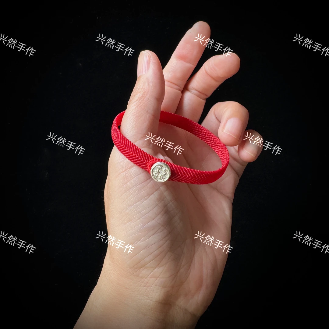 足银布艺手链 表带款（7.3）宽蜡线红绳手链手编编织经典
