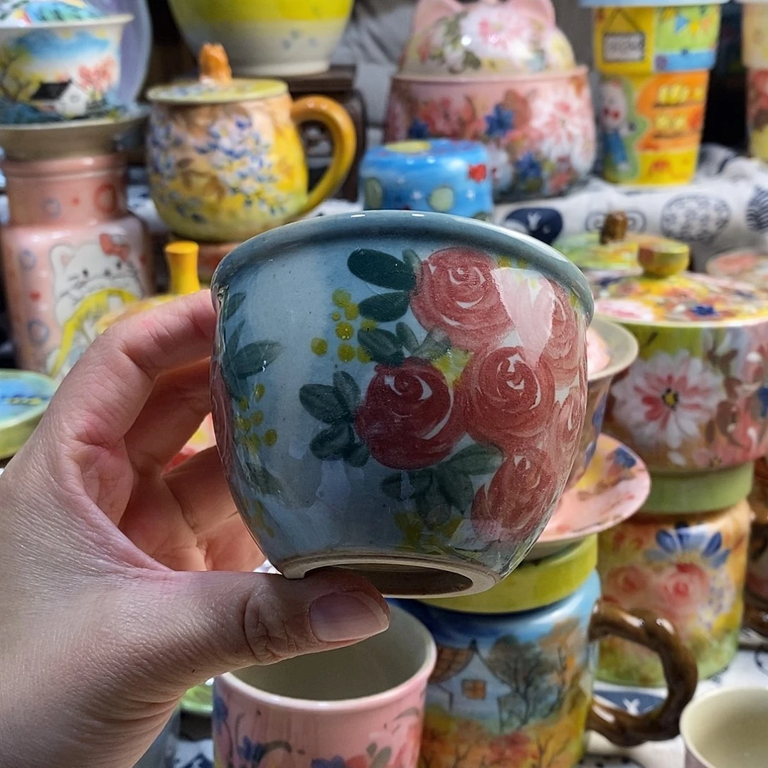 瓷片小年喜乐多手绘陶瓷