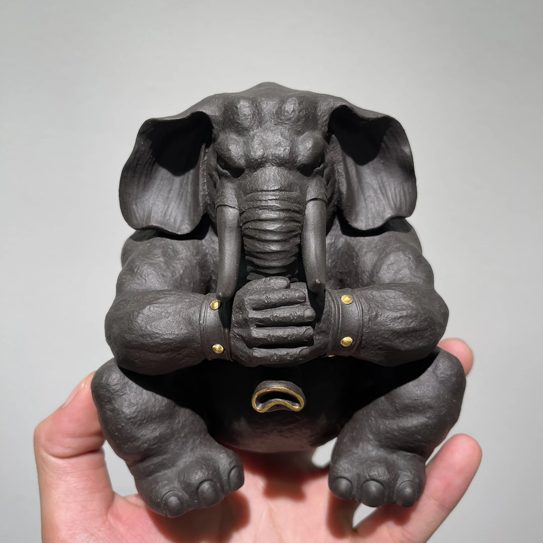 宜兴原矿全手工紫砂茶宠 般若象王 大象茶宠 颜玮紫砂茶宠