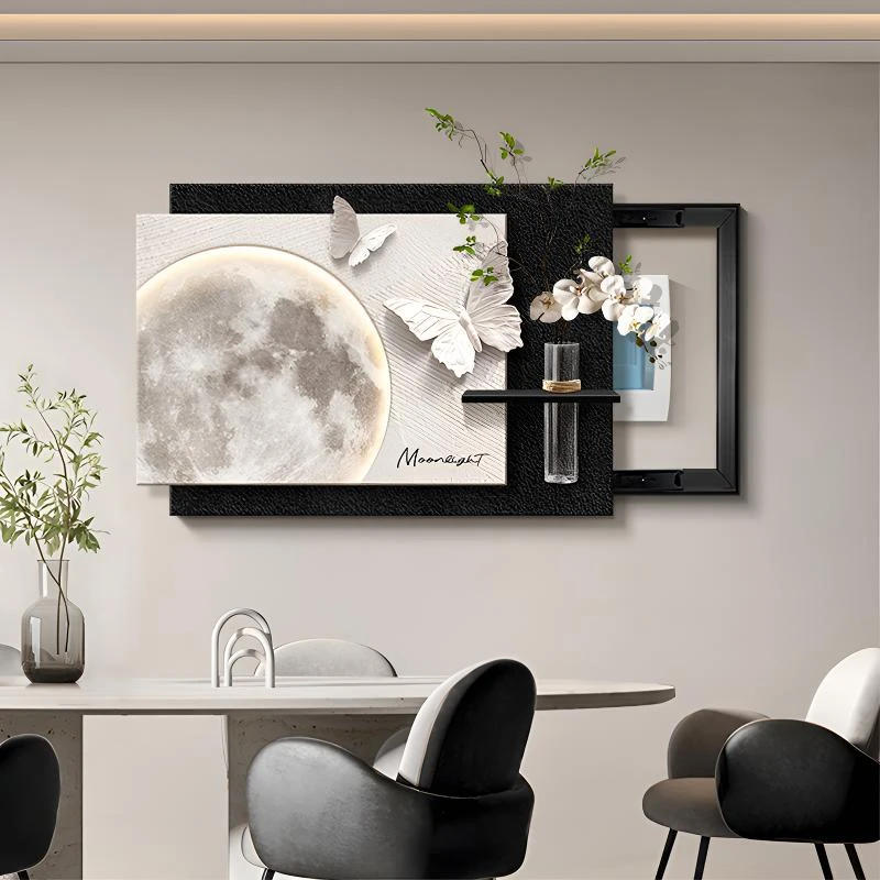 现代轻奢电表箱装饰画2025新款月球电表箱挂画2025配电箱装饰画
