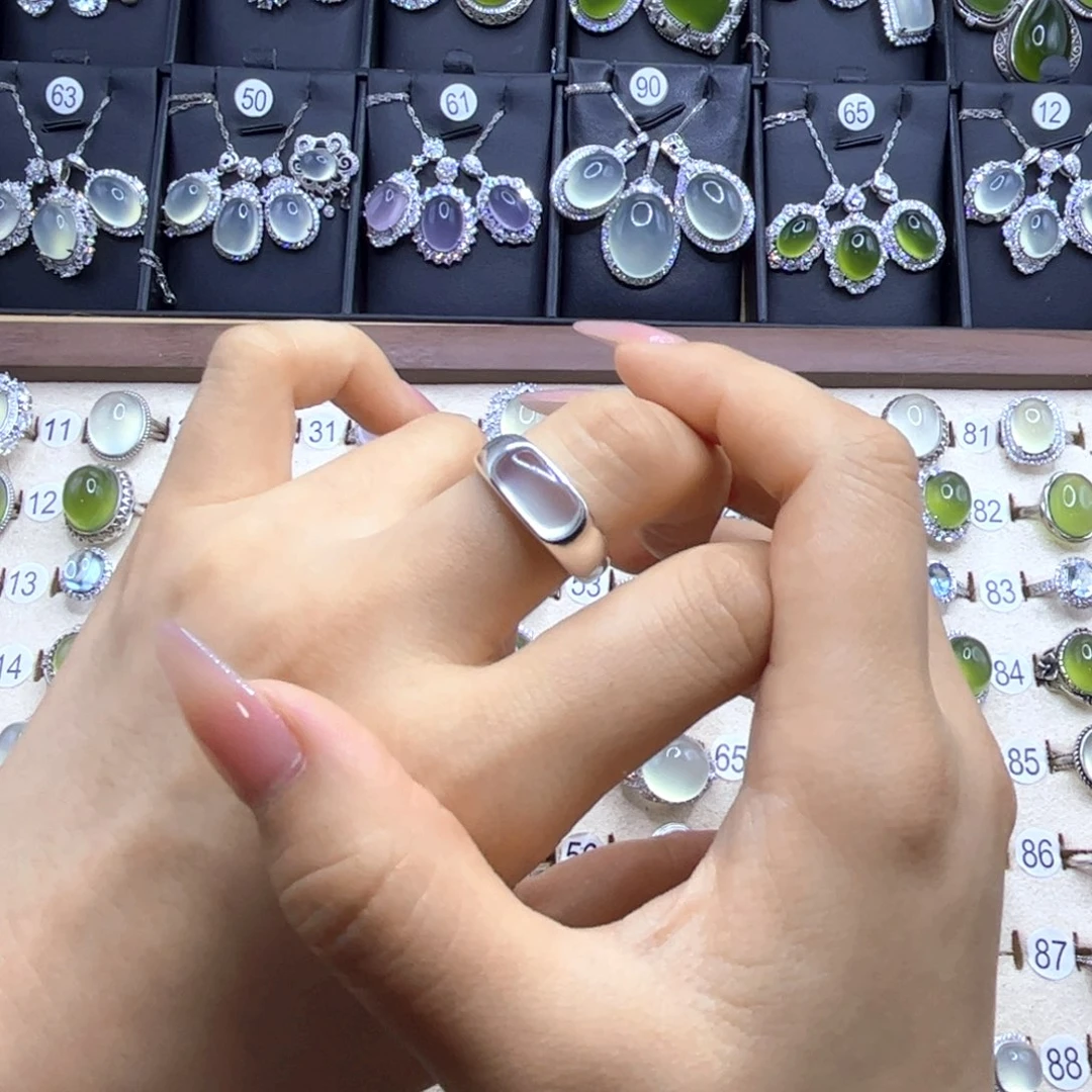 啊***星岫玉银S925镶嵌戒指