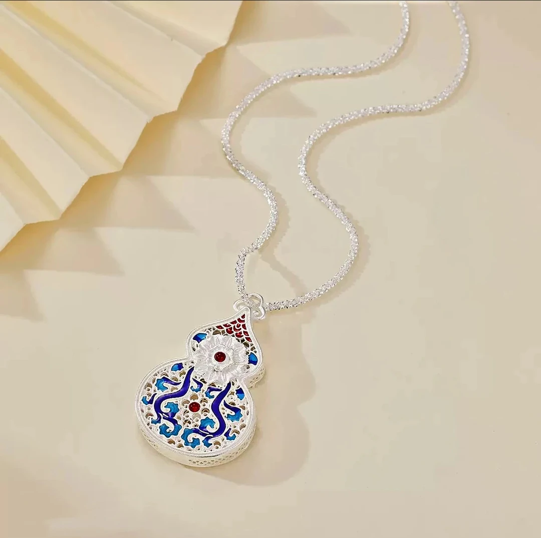 足银手镯 珐琅葫芦项链【476】