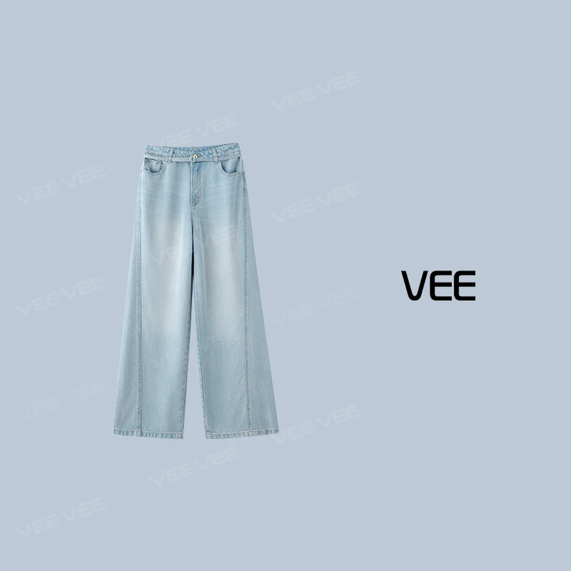 VEE【自在】【专属】25新款时尚休闲莱赛尔垂感水洗牛仔宽松阔腿裤