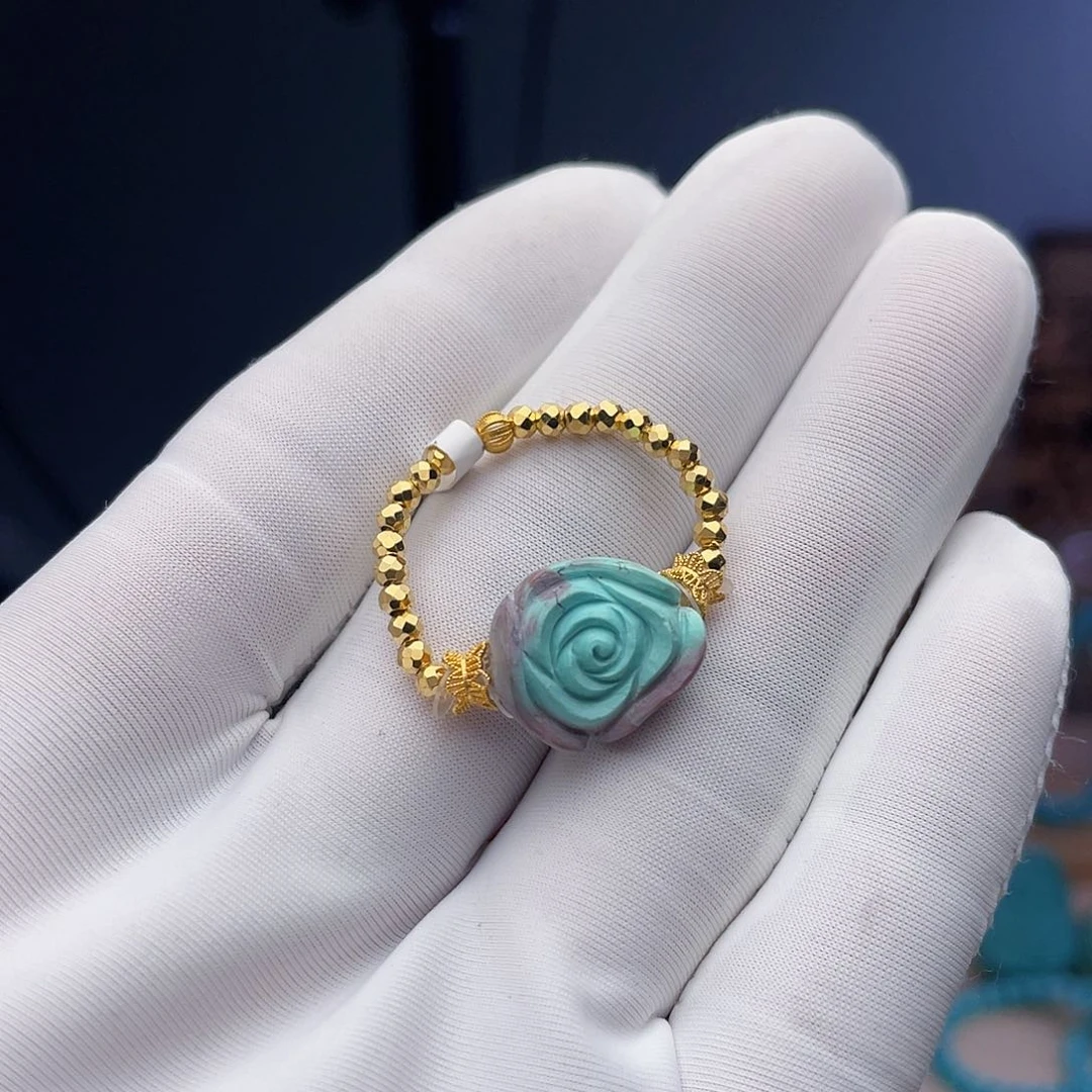 绿松石珠宝奇石18K金镶嵌