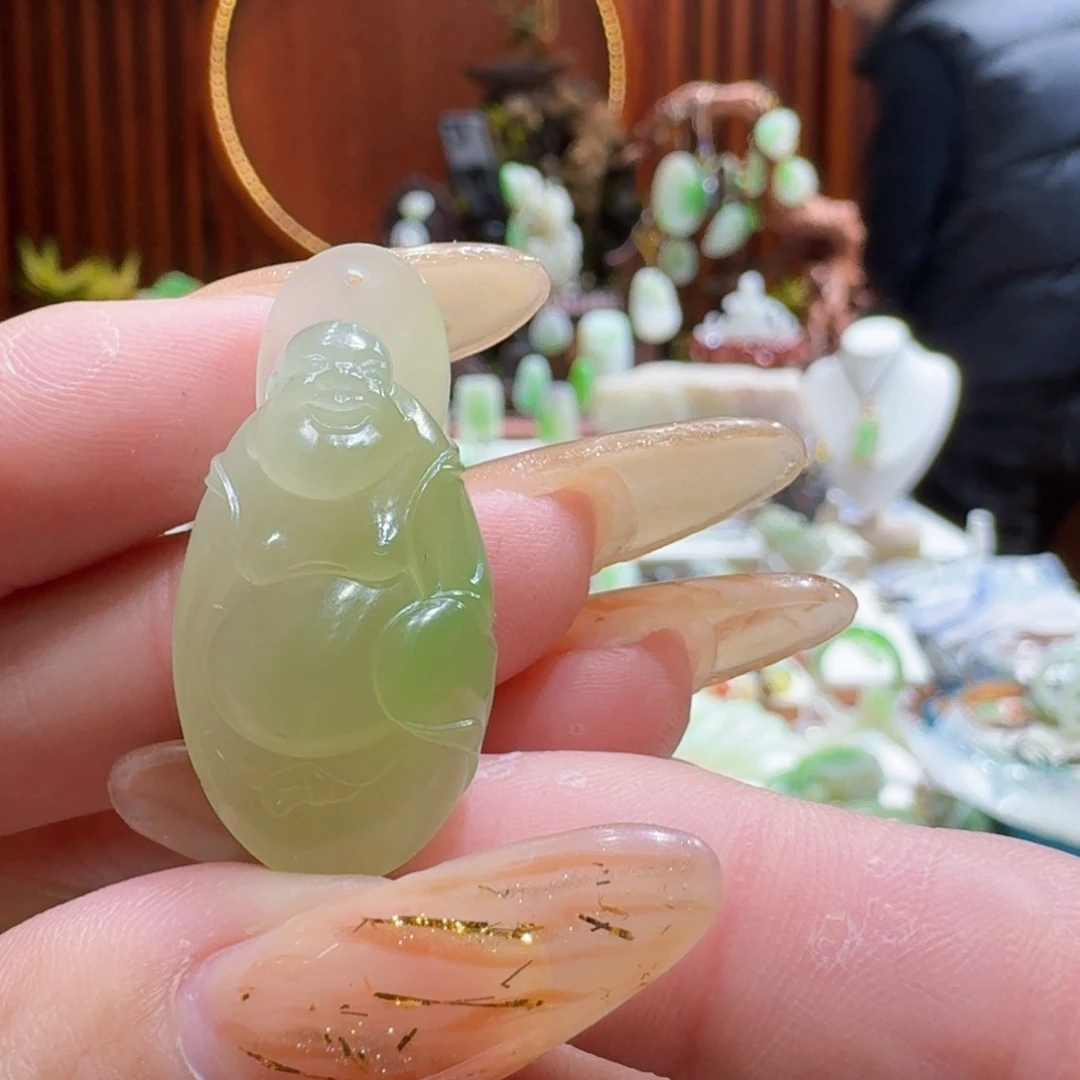 和田玉翠青冰底佛未镶嵌