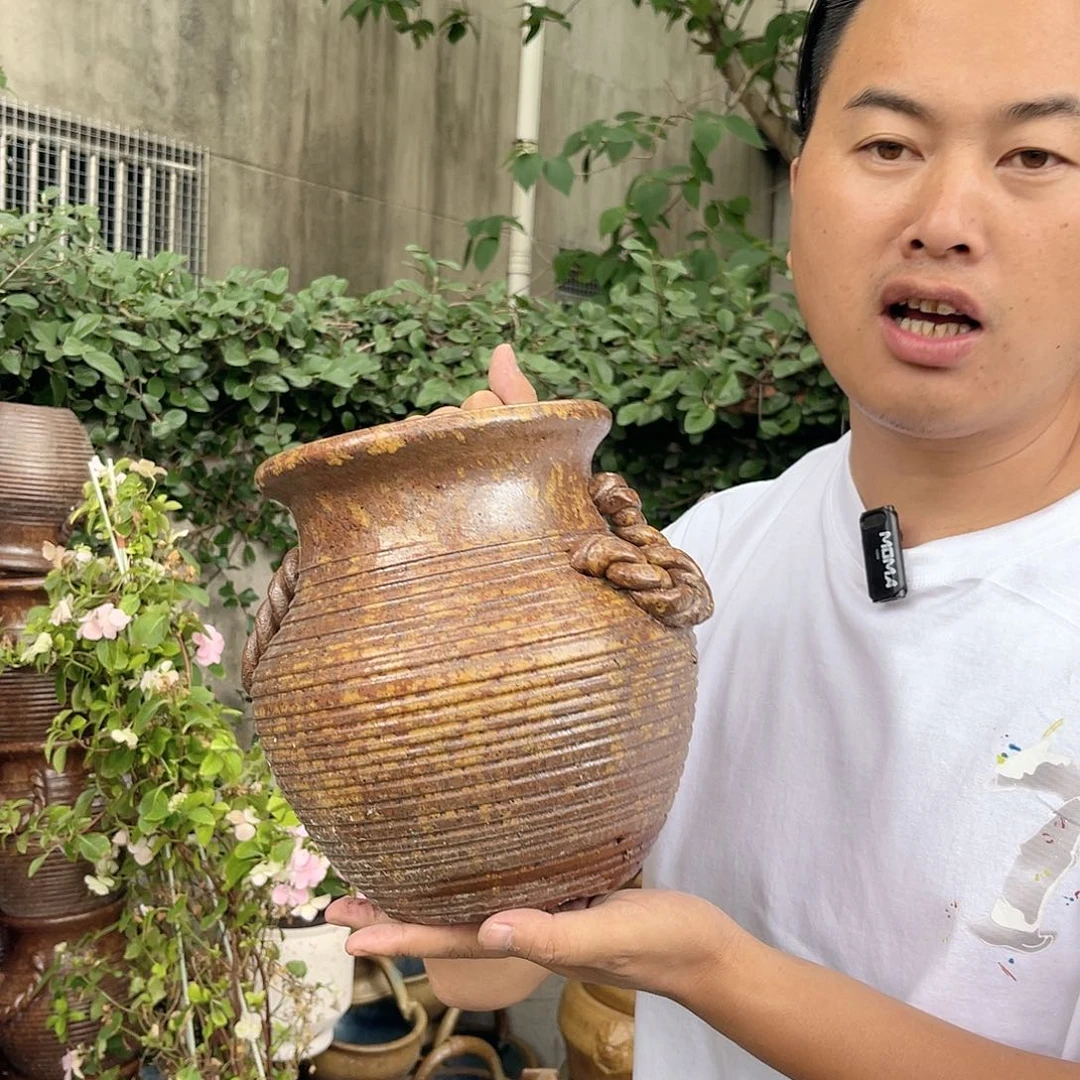 紫砂花盆王嫂花盆直播0513-手工麻花辫 高24口16