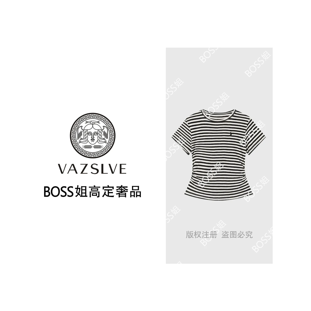 VAZSLVE/原创设计 简约时尚百搭极简休闲条纹T恤-H72607