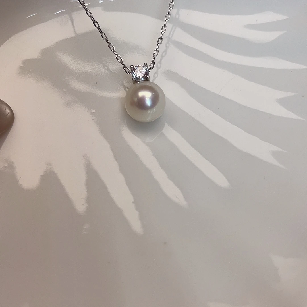项链银S925镶嵌海水珍珠