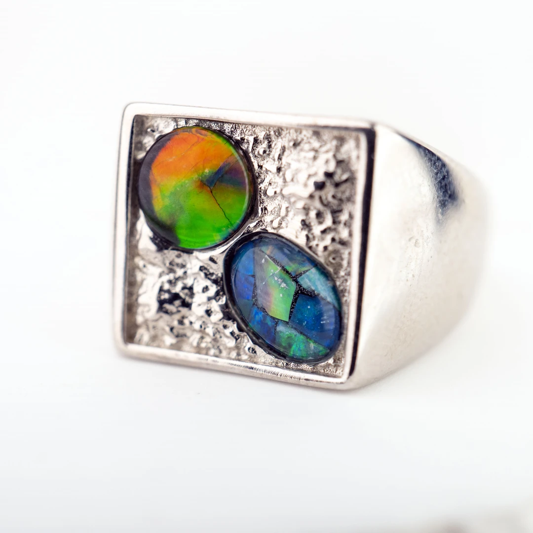 925银戒指 天然斑彩石绚丽S925银戒指（基地发货一物一证）